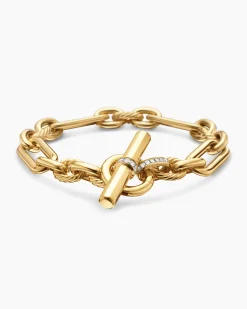 Lexington Chain Bracelet 18K Yellow Gold with Diamonds, 9.8mm