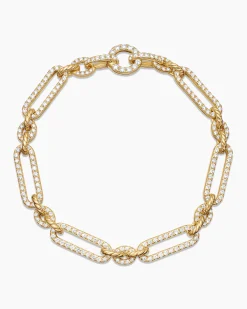 Lexington Chain Bracelet 18K Yellow Gold with Full Pavé Diamonds, 6.5mm