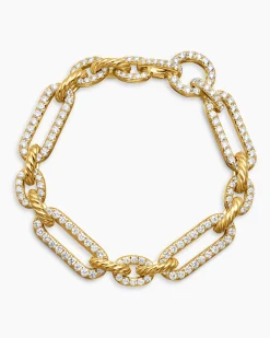 Lexington Chain Bracelet 18K Yellow Gold with Full Pavé Diamonds, 9.8mm
