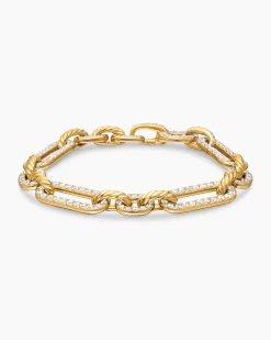 Lexington Chain Bracelet 18K Yellow Gold with Full Pavé Diamonds, 9.8mm