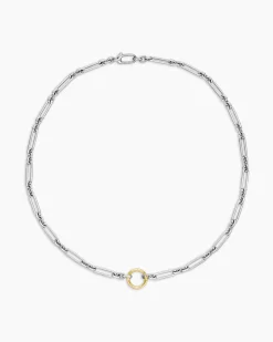 Lexington Chain Necklace Sterling Silver with 18K Yellow Gold, 4.5mm