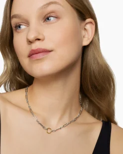 Lexington Chain Necklace Sterling Silver with 18K Yellow Gold, 4.5mm