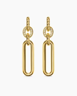 Lexington Double Link Drop Earrings 18K Yellow Gold with Diamonds, 54mm