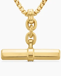 Lexington E/W Barrel Pendant 18K Yellow Gold with Diamonds, 32mm