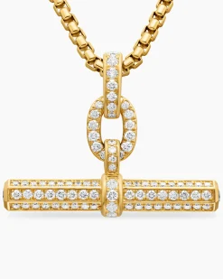 Lexington E/W Barrel Pendant 18K Yellow Gold with Diamonds, 36mm