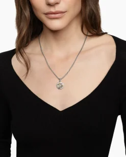 Libra Amulet Sterling Silver with 18K Yellow Gold and Diamonds, 19mm