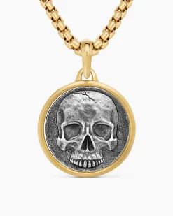 Life and Death Duality Amulet Sterling Silver with 18K Yellow Gold, 24mm