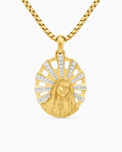 Madonna Amulet 18K Yellow Gold with Diamonds, 29mm