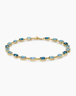 Marbella Toggle Necklace 18K Yellow Gold with Blue Topaz and Hampton Blue Topaz