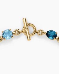 Marbella Toggle Necklace 18K Yellow Gold with Blue Topaz and Hampton Blue Topaz