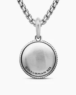 Maritime® Compass Amulet Sterling Silver with Center Black Diamond, 20mm