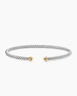 Micro Cable Flex® Bracelet Sterling Silver with 14K Yellow Gold, 2.6mm