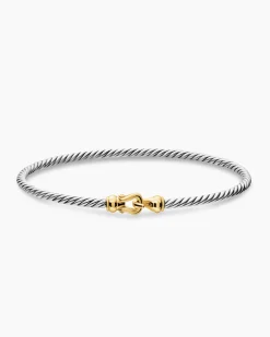 Micro Cable Flex® Buckle Bracelet Sterling Silver with 14K Yellow Gold, 2.6mm