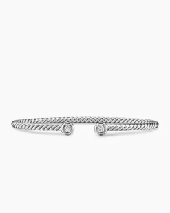 Micro Cable Flex® Round Bracelet Sterling Silver with Diamonds, 2.6mm