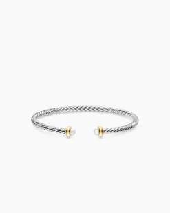 Micro Cable Flex® Teen Bracelet Sterling Silver with 14K Yellow Gold and Pearls, 2.6mm