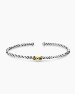 Micro Cable Flex® X Bracelet Sterling Silver with 14K Yellow Gold, 2.6mm