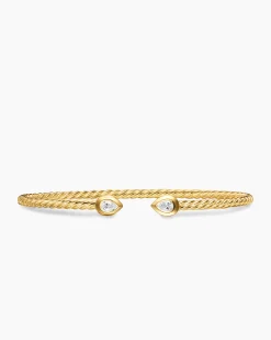 Micro Cablespira® Flex Pear Bracelet 18K Yellow Gold with Diamonds, 2.6mm