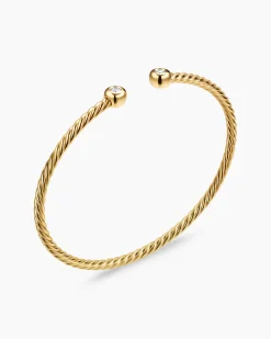 Micro Cablespira® Flex Round Bracelet 18K Yellow Gold with Diamonds, 2.6mm