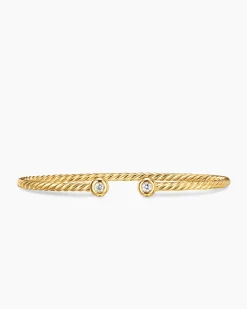 Micro Cablespira® Flex Round Bracelet 18K Yellow Gold with Diamonds, 2.6mm