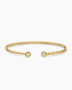 Micro Cablespira® Flex Round Bracelet 18K Yellow Gold with Diamonds, 2.6mm