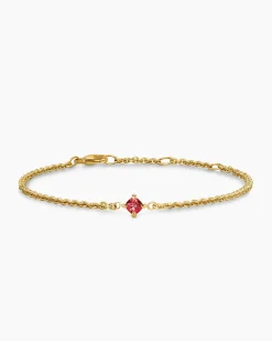 Micro Chatelaine® Chain Bracelet 18K Yellow Gold with Garnet, 4mm