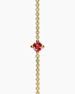 Micro Chatelaine® Chain Bracelet 18K Yellow Gold with Garnet, 4mm