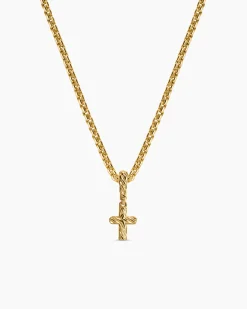 Micro Pavé Cross Amulet 18K Yellow Gold with Diamonds, 8mm