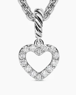 Micro Pavé Open Heart Amulet Sterling Silver with Diamonds, 6.8mm