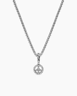 Micro Pavé Peace Sign Amulet Sterling Silver with Diamonds, 7.6mm