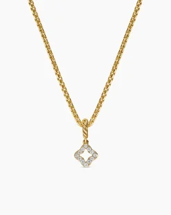 Micro Pavé Quatrefoil Amulet 18K Yellow Gold with Diamonds, 7.4mm