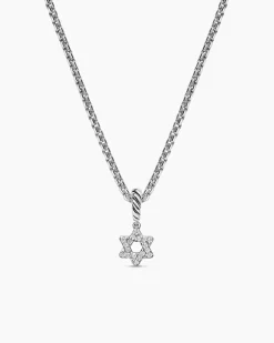 Micro Pavé Star of David Amulet Sterling Silver with Diamonds, 7.4mm