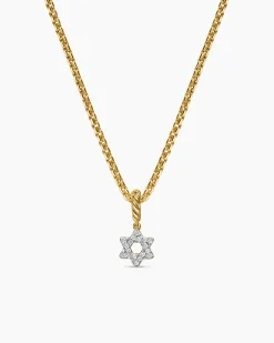 Micro Pavé Star of David Amulet 18K Yellow Gold with Diamonds, 7.4mm