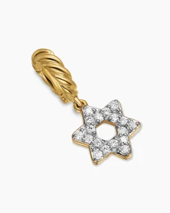 Micro Pavé Star of David Amulet 18K Yellow Gold with Diamonds, 7.4mm