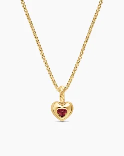 Mini Heart Amulet 18K Yellow Gold with Rhodolite Garnet, 7.2mm