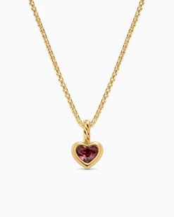 Mini Heart Amulet 18K Yellow Gold with Rhodolite Garnet, 7.2mm