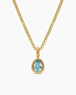 Mini Pear Cut Amulet 18K Yellow Gold with Sky Blue Topaz, 11mm