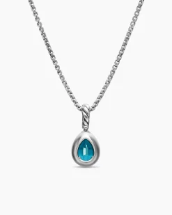 Mini Pear Cut Amulet Sterling Silver with 14K Yellow Gold and Hampton Blue Topaz, 11mm