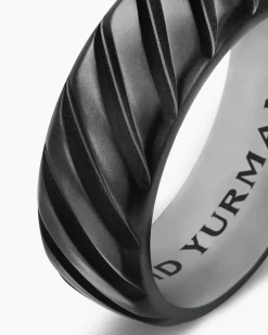 Modern Cable Band Ring Black Titanium, 9mm