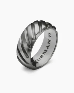 Modern Cable Band Ring Grey Titanium, 9mm