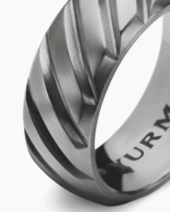 Modern Cable Band Ring Grey Titanium, 9mm