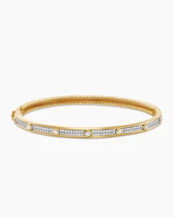 Modern Renaissance® Bangle Bracelet 18K Yellow Gold with Full Pavé Diamonds, 4.5mm