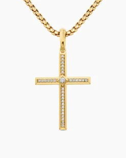 Modern Renaissance® Cross Pendant 18K Yellow Gold with Diamonds, 34mm