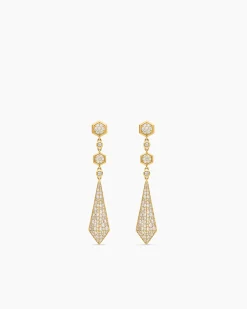 Modern Renaissance® Drop Earrings 18K Yellow Gold with Diamonds, 30mm