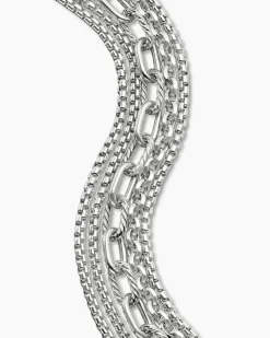 Multi Row Chain Bracelet Sterling Silver, 29mm