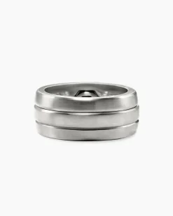 Nesting Band Ring Platinum with Center Black Diamond, 10mm