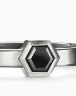 Nesting Band Ring Platinum with Center Black Diamond, 10mm