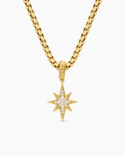 North Star Amulet 18K Yellow Gold with Diamonds, 15mm