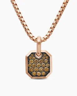 Octagonal Amulet 18K Rose Gold with Cognac Diamonds, 15mm