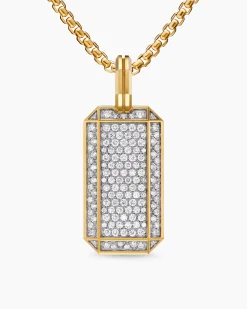 Octagonal Tag 18K Yellow Gold with Diamonds, 27mm