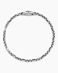 Open Station Box Chain Bracelet Sterling Silver, 3mm